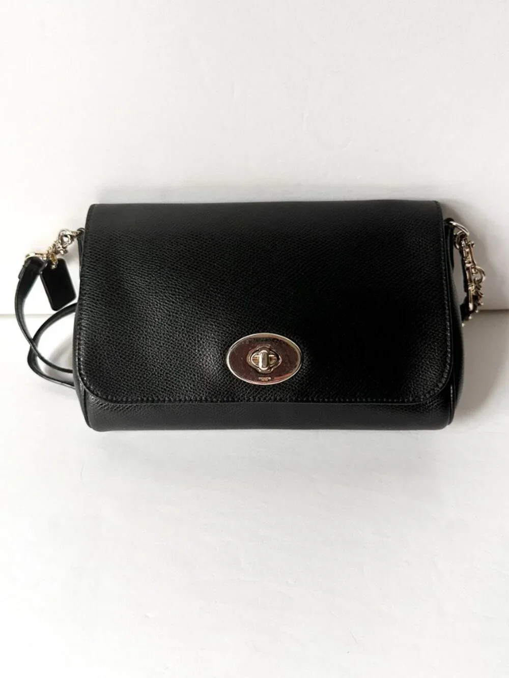 Coach Mini Ruby Crossbody Bag Black Pebbled Leather Turnlock F34604